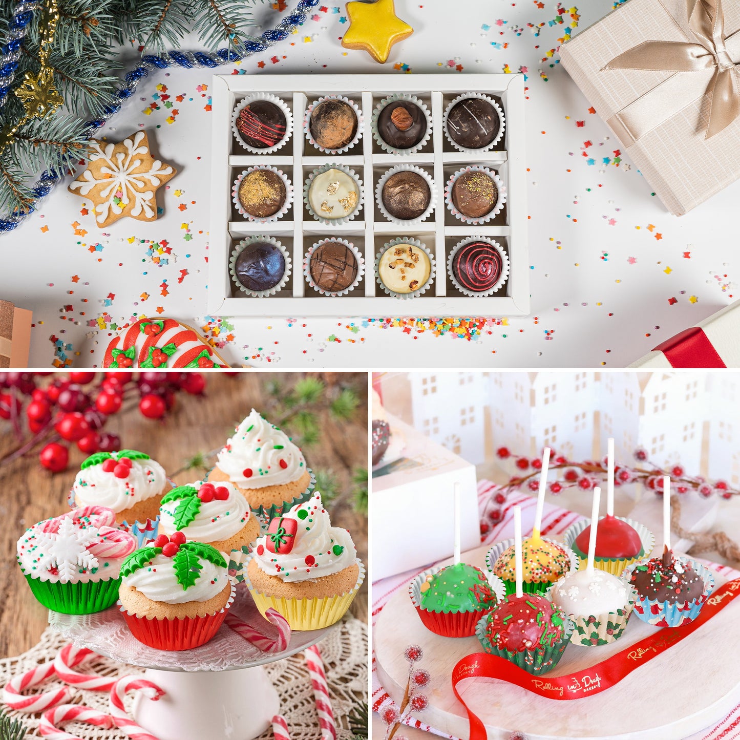 COcnny Christmas Mini Cupcake Liners - 600pcs Merry Christmas Foil Baking Cups Muffin Cupcakes Wrappers, Xmas Candy Disposable Chocolate Cake Wrap Making Supplies for Xmas Eve Party (6 Styles)