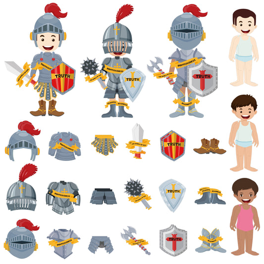 COcnny 42pcs Armor of God Cutouts Craft Kit for Kids, Religious Vacation Bible Stickers, Sunday School DIY Crafts Art Games, Christian Classroom Home Activities Supplies Medieval Party Decorations