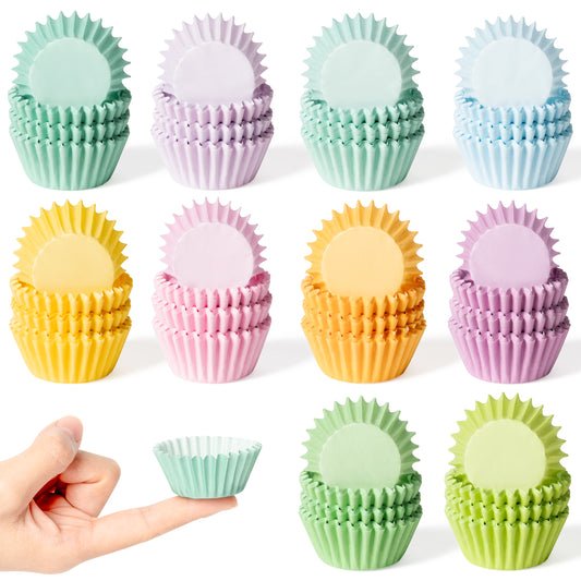 COcnny Mini Cupcake Paper Liner - 600pcs Bright Colored Baking Cups Muffin Paper Case Cupcake Wrappers for Baby Shower, Cake Chocolate Candy Wrap Supplies for Birthday Wedding School (10 Styles)