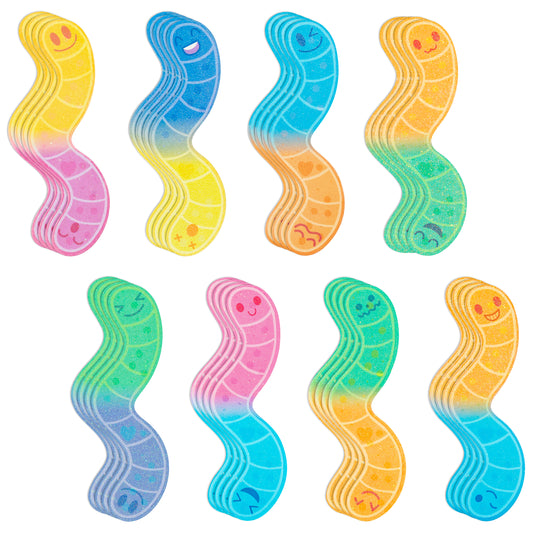 COcnny Worm Bookmarks Bulk for Kids - 48pcs Cute Book Marks for Reading Log Lovers, Glitter Insect Funny Cool Bookmark Gift Idea Student Teacher School Classroom Office Library Read Supplies (8 Style)