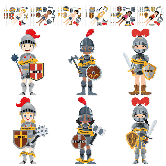 COcnny 42pcs Armor of God Cutouts Craft Kit for Kids, Sunday School Art Crafts DIY Games, Religious Vacation Bible Verse Stickers, Christian Home Classroom Teacher Reward Medieval Party Decorations