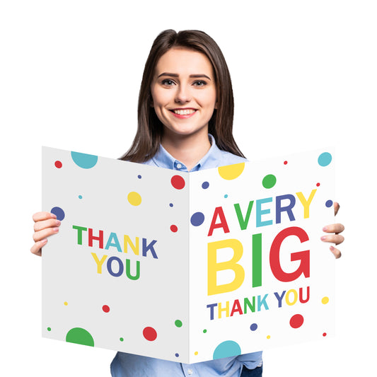 COcnny 3pcs Big Thank You Card with Envelop, Jumbo Thanks You Greeting Cards, Extra Large Thankful Card for Thanksgiving Day Birthday Wedding Farewell Graduation Party (Colorful Style 22 x 14 Inch)