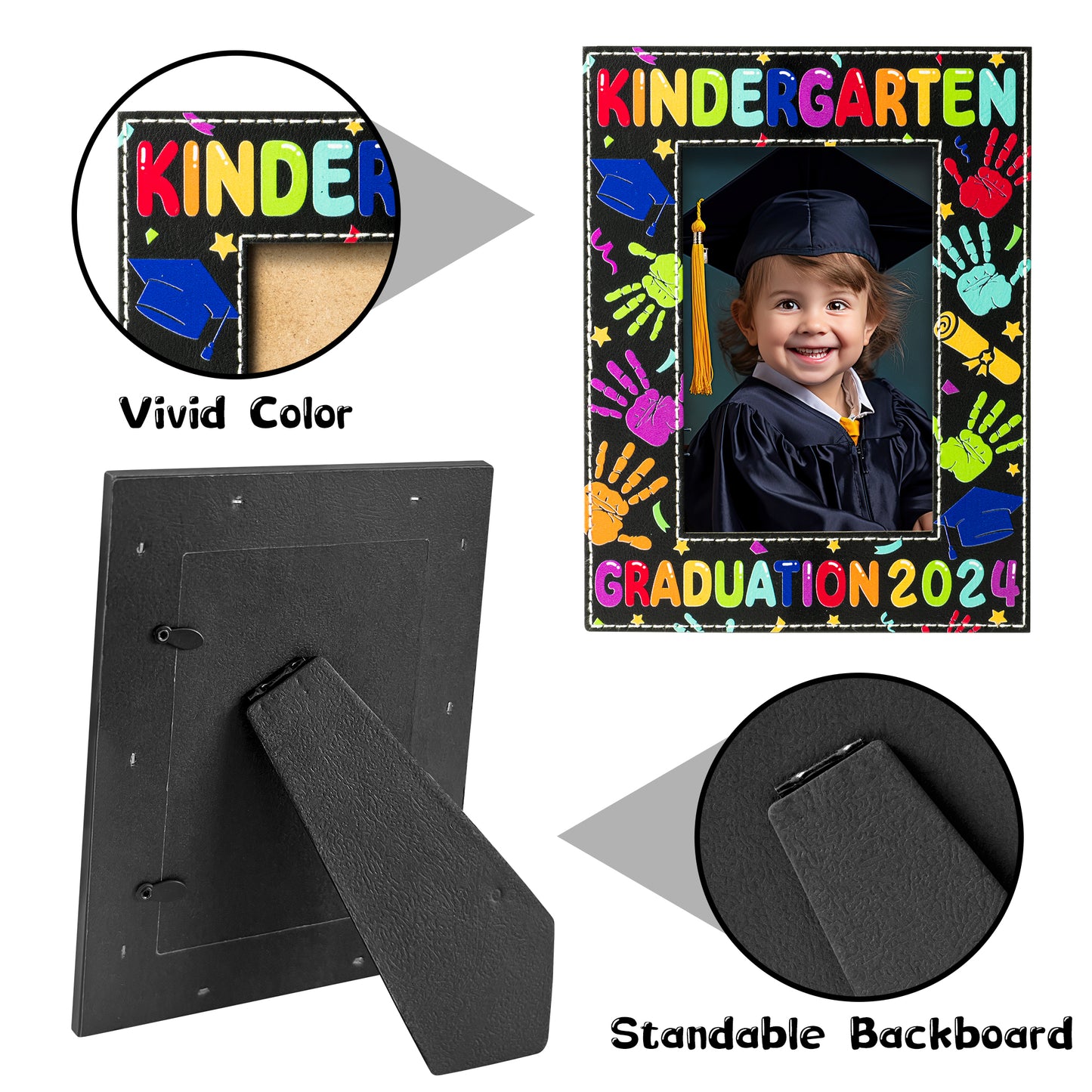 COcnny Kindergarten Graduation Photo Frame - 2024 Preschool Nursery Graduation Decorations, Congratulations Kindergarten Grad Gifts Picture Frame Decor, Graduation Party Supplies for Kids (6” x 4”)