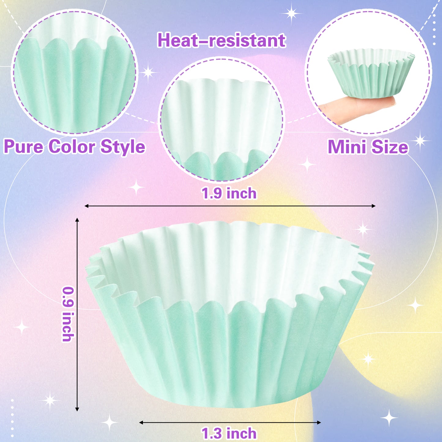 COcnny Mini Cupcake Paper Liner - 600pcs Bright Colored Baking Cups Muffin Paper Case Cupcake Wrappers for Baby Shower, Cake Chocolate Candy Wrap Supplies for Birthday Wedding School (10 Styles)