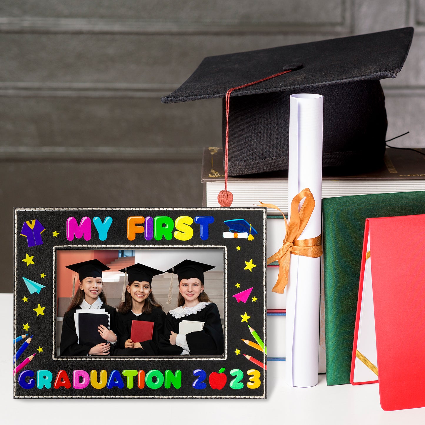 COcnny Kindergarten Graduation Picture Frame, Preschool 2023 My First Graduation Decorations, Congratulations Kindergarten Grad Gifts Photo Frame Decor, Graduation Party Supplies for Kids (4” x 6”)