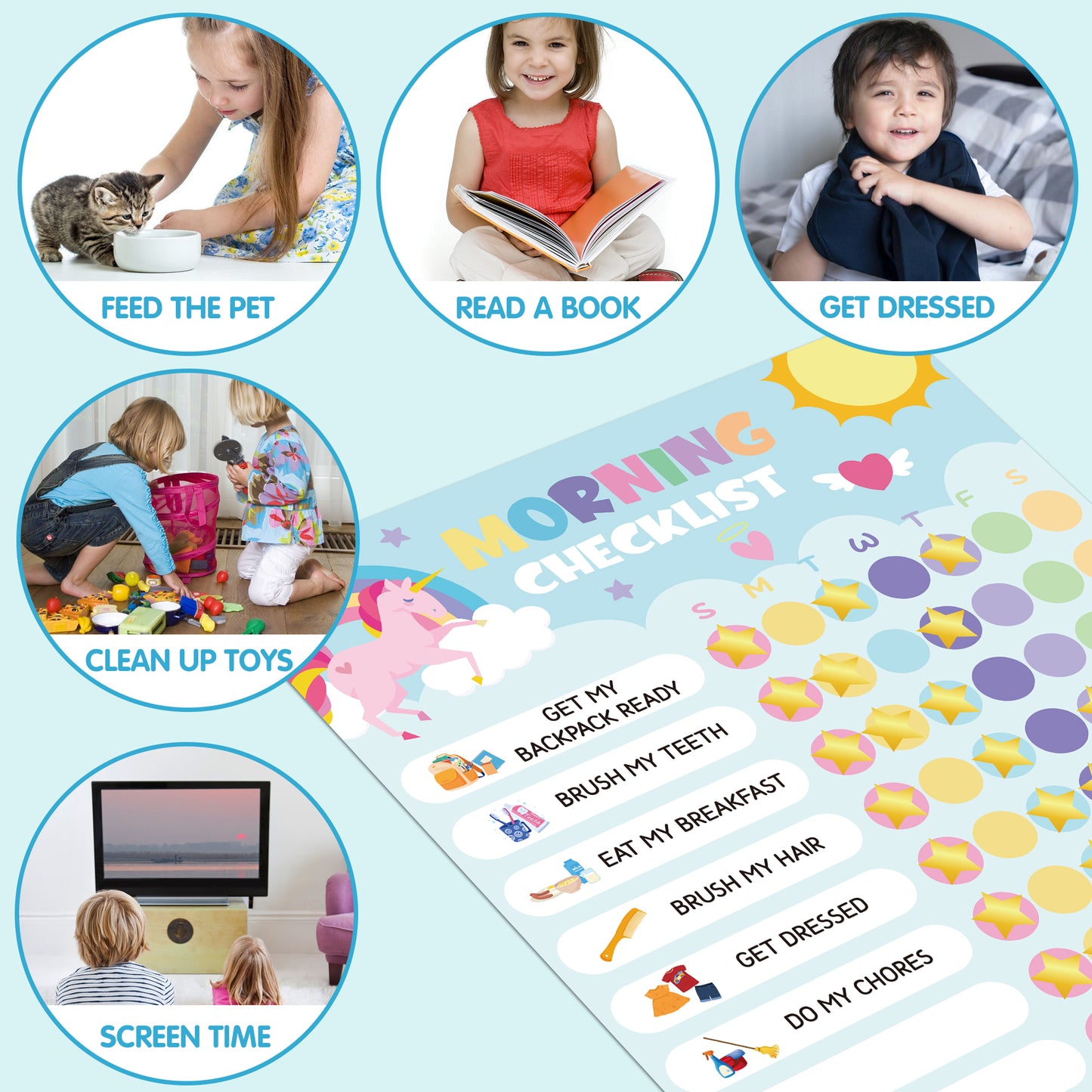COcnny 154pcs Unicorn Morning Bedtime Routine Chart for Toddler Kids, Magnetic Daily  Visual Schedule Board at Home, Dry Erase Daily Chore Morning and Night Routine Checklist Reward Chart