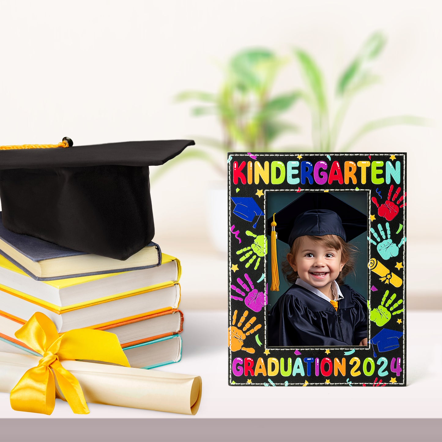 COcnny Kindergarten Graduation Photo Frame - 2024 Preschool Nursery Graduation Decorations, Congratulations Kindergarten Grad Gifts Picture Frame Decor, Graduation Party Supplies for Kids (6” x 4”)