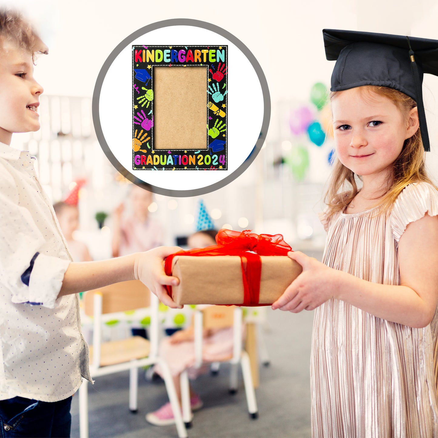 COcnny Kindergarten Graduation Photo Frame - 2024 Preschool Nursery Graduation Decorations, Congratulations Kindergarten Grad Gifts Picture Frame Decor, Graduation Party Supplies for Kids (6” x 4”)