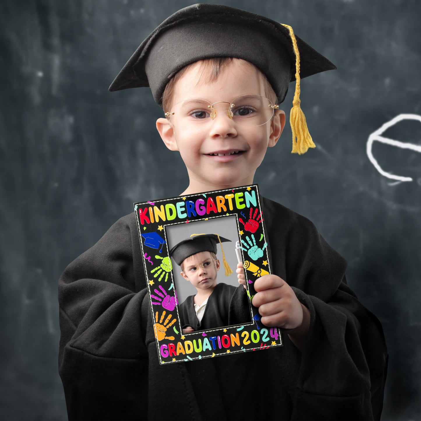 COcnny Kindergarten Graduation Photo Frame - 2024 Preschool Nursery Graduation Decorations, Congratulations Kindergarten Grad Gifts Picture Frame Decor, Graduation Party Supplies for Kids (6” x 4”)