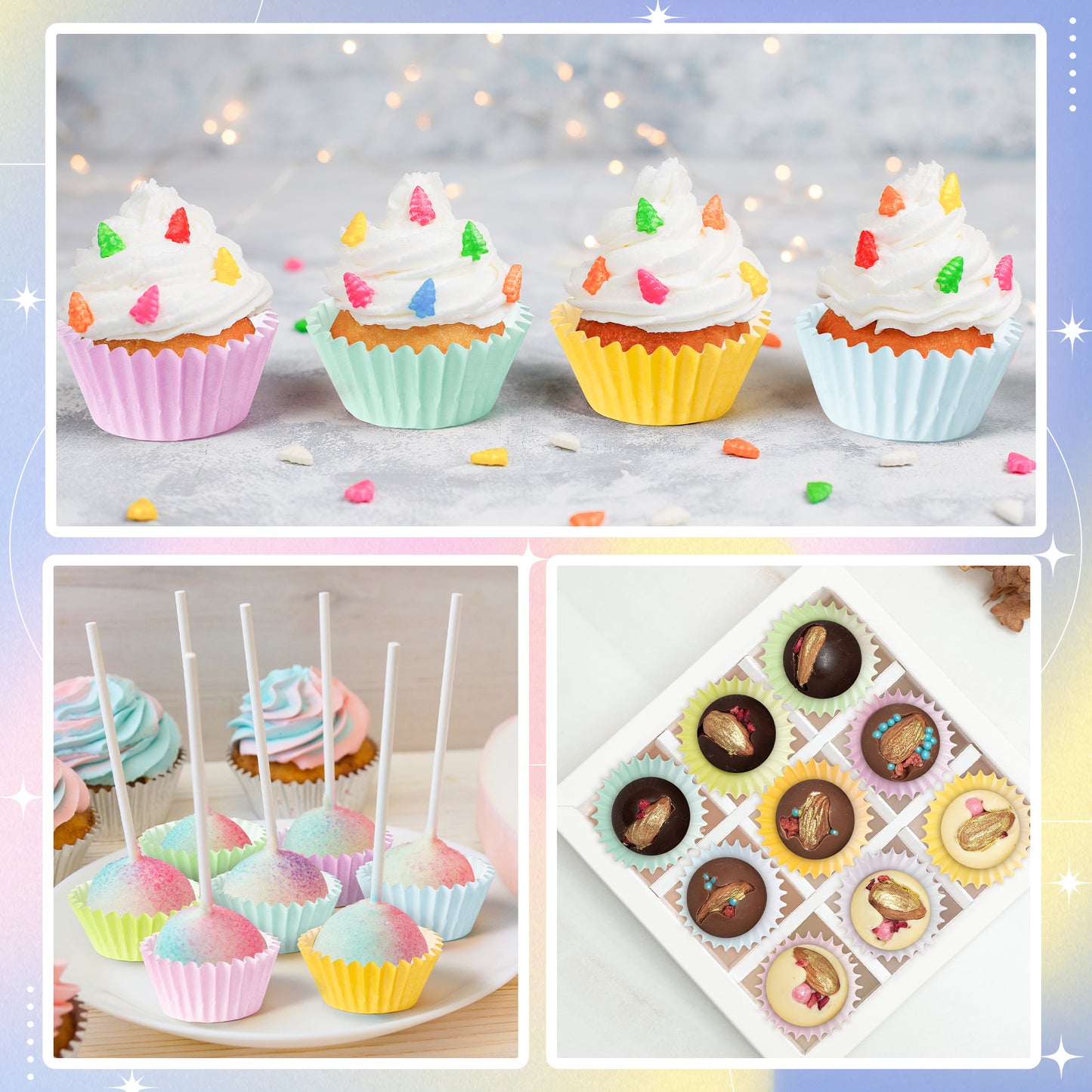 COcnny Mini Cupcake Paper Liner - 600pcs Bright Colored Baking Cups Muffin Paper Case Cupcake Wrappers for Baby Shower, Cake Chocolate Candy Wrap Supplies for Birthday Wedding School (10 Styles)