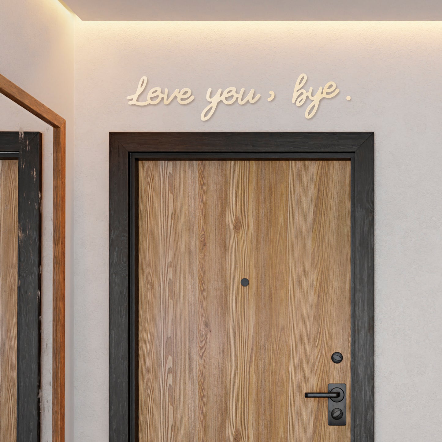 COcnny Love You Bye Sign - 7pcs Love Art Wood Letter Home Wall Decor, Boho Wooden Leave Signs Decorations Include Double-sided Glue for Hallway Above Door Entryway, Express Love Gift for Family Friend