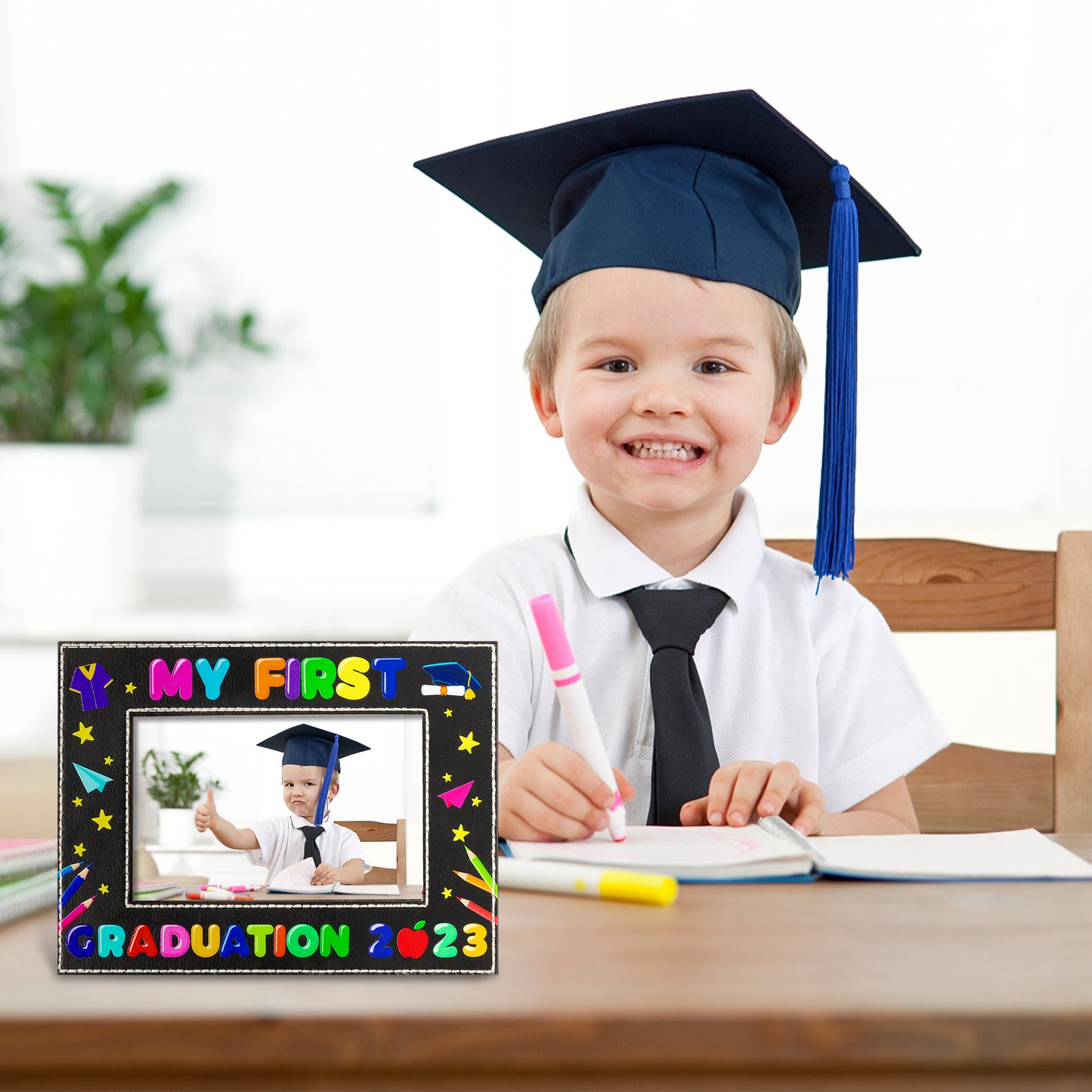 COcnny Kindergarten Graduation Picture Frame, Preschool 2023 My First Graduation Decorations, Congratulations Kindergarten Grad Gifts Photo Frame Decor, Graduation Party Supplies for Kids (4” x 6”)