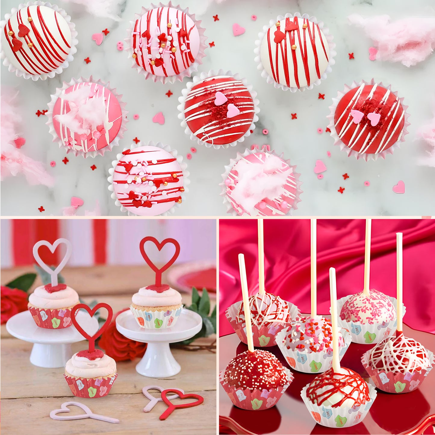 COcnny 600pcs Valentine’s Day Mini Cupcake Paper Liners, Happy Valentines Baking Cups Supplies, Conversation Talk Muffin Case Cupcake Wrapper, Heart Love Cake Wrap Making for Valentine Party (2 Style)