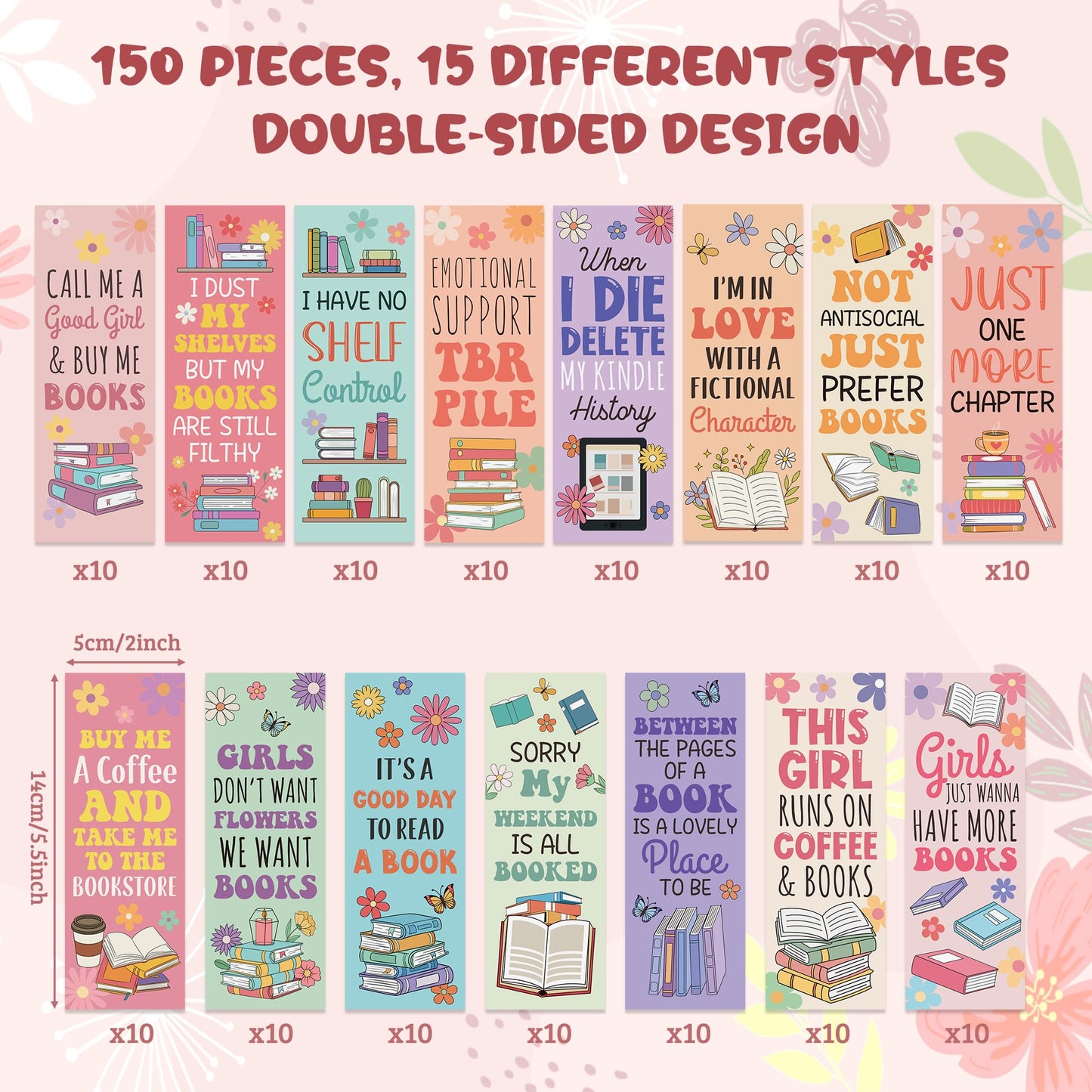 COcnny Book Lover Bookmarks for Women- 150pcs Reading Tracker Log Book Review for Reading Lovers, Timer Bookmark Bulk, Funny Bookish Items Study Records Tracker for Teacher Student Classroom Library