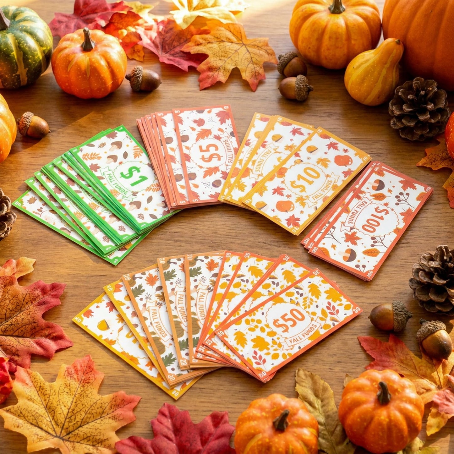COcnny Fall Play Bucks for Game - 600pcs Maple Leaf Paper Money for Party