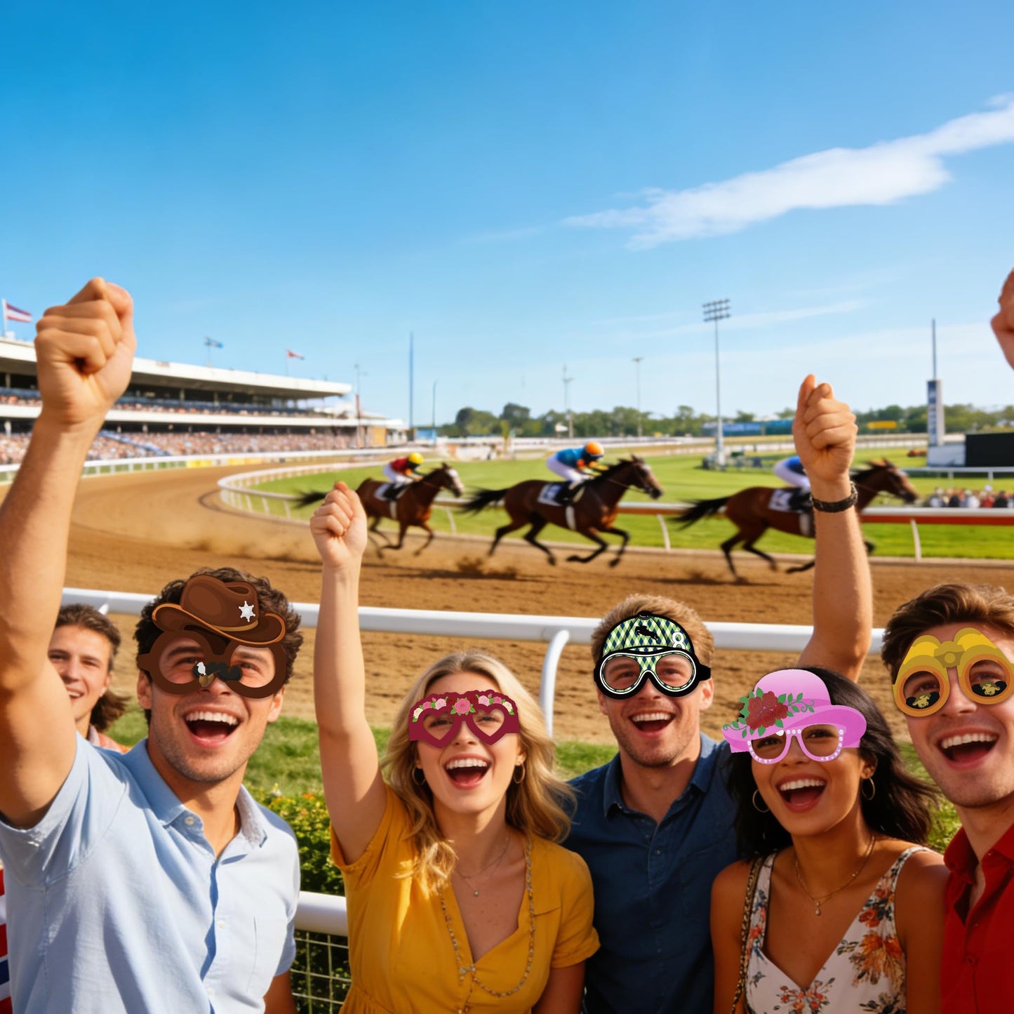 COcnny Derby Day Glasses Decorations - 48pcs Derby Paper Frame Eyeglasses for Horse Racing Competition Party Supplies, Horse Race Sunglasses Photo Props for Birthday Festival Event Celebration Decor