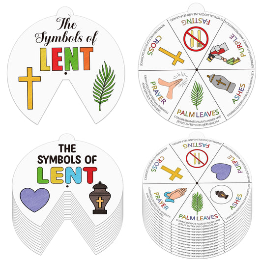 COcnny Lent Coloring Craft Kit - 24 Sets DIY Color Your Own Christian Religious Art Craft Wheel Cards, The Symbols of Lent Paper for Church Fasting Sunday School Home Bible VBS Activities