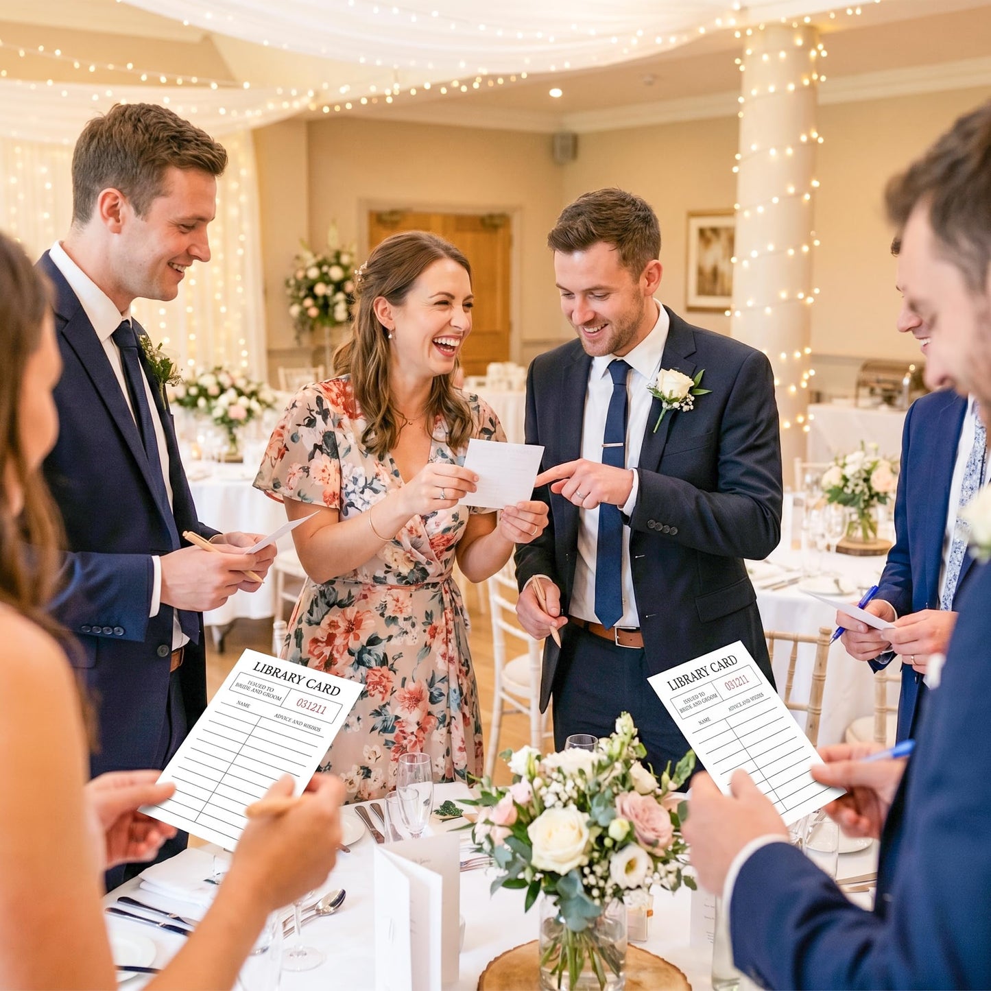 COcnny Wedding Advice and Wishes Cards - 52pcs Library Cards with Display Stand, Guest Book Alternative for Bride Groom, Mr and Mrs, Wedding Congratulations, Bridal Shower, Engagement Party