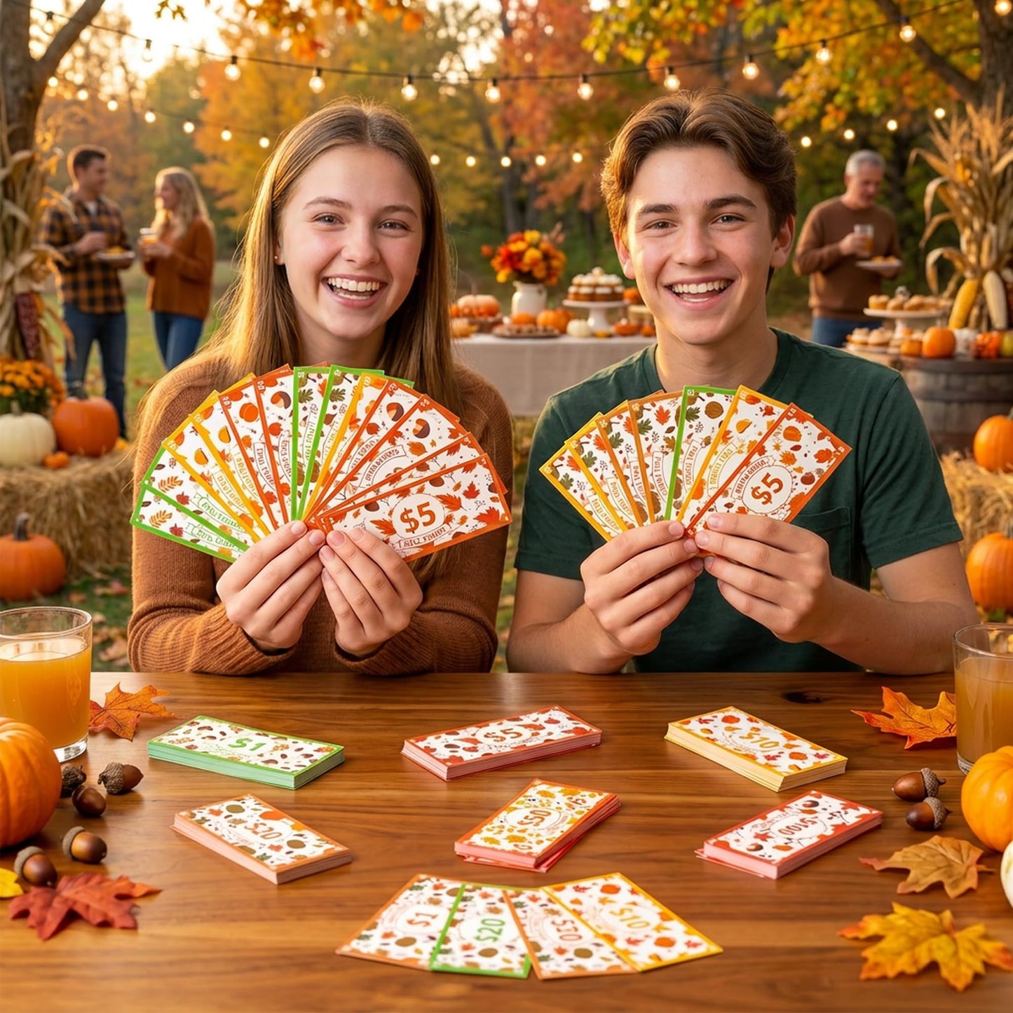 COcnny Fall Play Bucks for Game - 600pcs Maple Leaf Paper Money for Party
