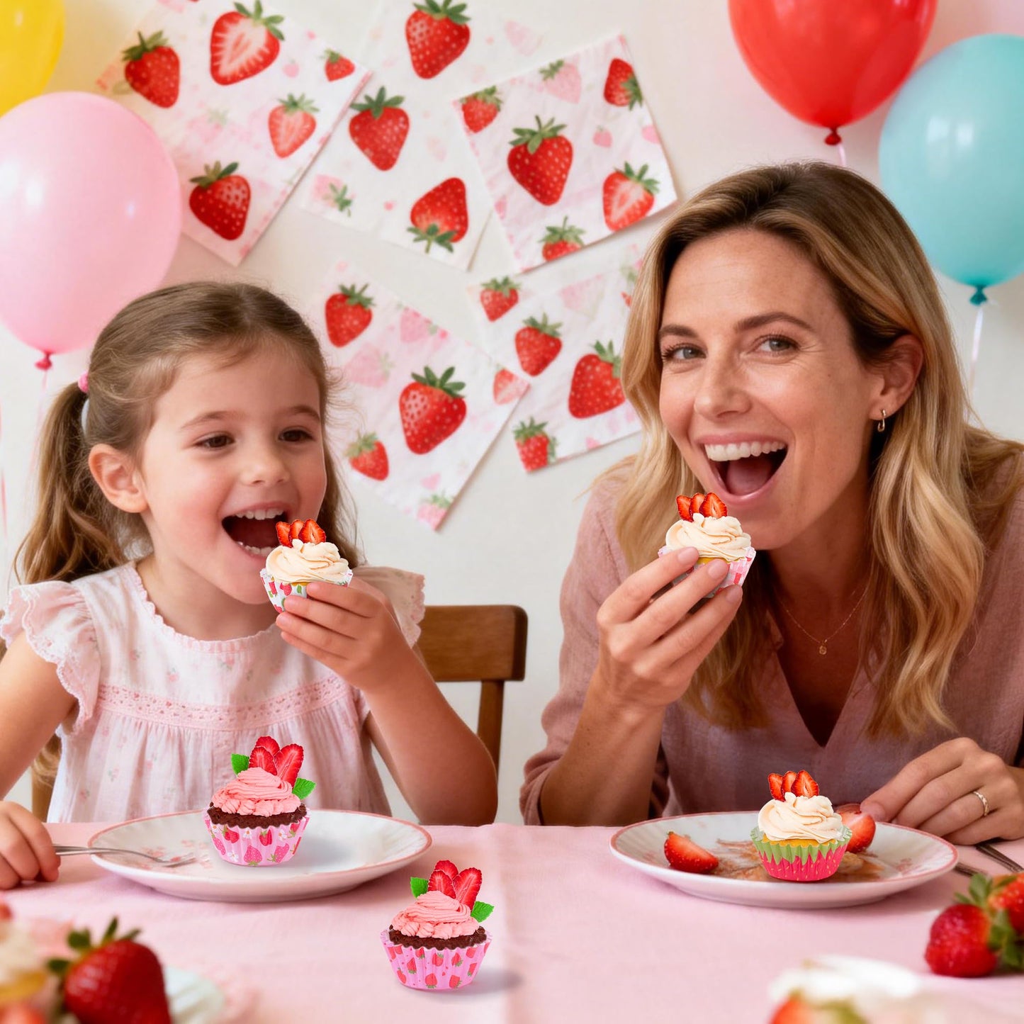 COcnny Strawberry Mini Cupcake Liners - 600pcs Summer Baking Cups Muffin Cupcakes Paper Wrappers, Pink Watermelon Candy Cake Chocolate Wrap Making Supplies for Baby Shower Party Birthday (10 Styles)