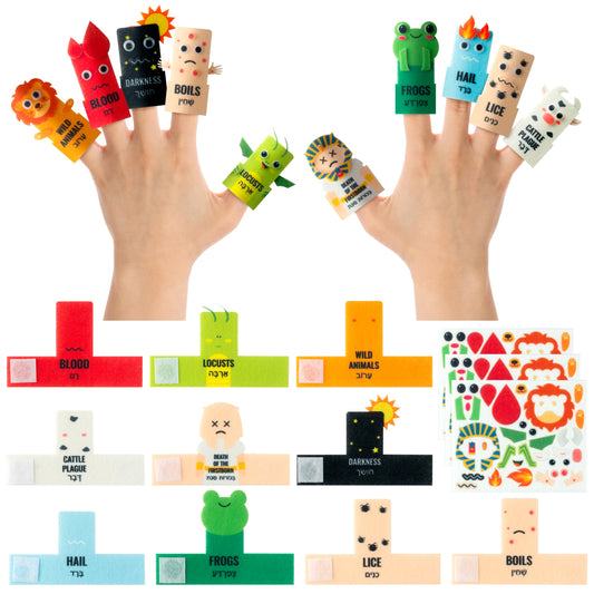 COcnny Passover Plagues Finger Puppets - 30pcs DIY Ten Plague Felt Finger Puppet Toy Making Kit, Make Your Own Story Telling Toys for Kids, Religious Jewish Pesach Seder Passover Christian Party Craft