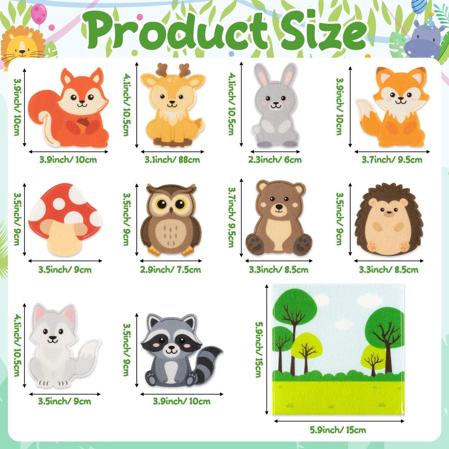 COcnny Woodland Animal Finger Puppets - 11pcs Forest Animal Felt Finger Puppet with Storage Bag Set Making Crafts for Kids, Make Your Own Story Telling Toys, Role Play for Boys Girls Toddles Ages 3-8