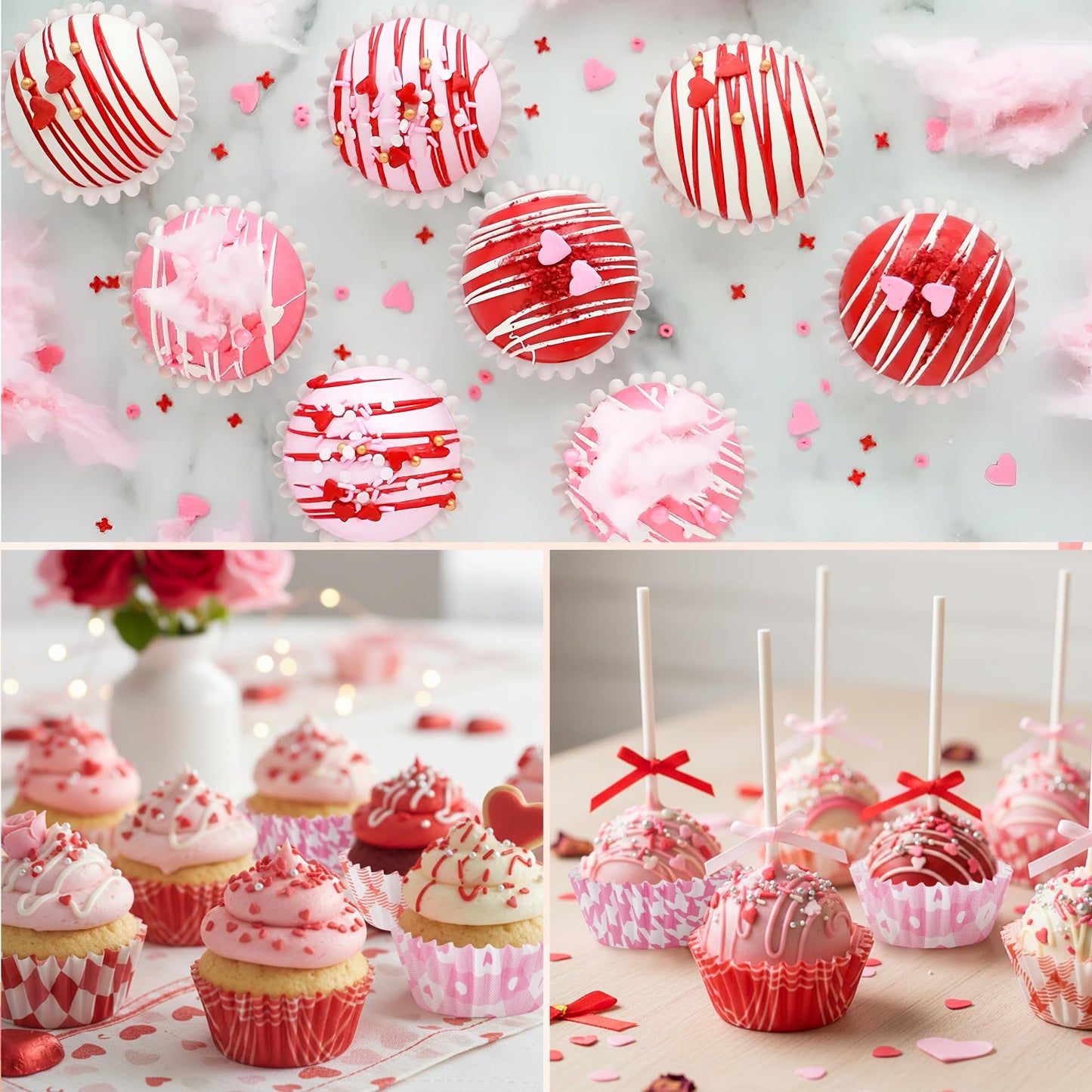 COcnny 600pcs Valentine’s Day Plaid Mini Cupcake Paper Liners, Sweet Checkered Baking Cups Muffin Cupcakes Wrappers, Pink Red Candy Cake Chocolate Wrap Making Supplies for Party Birthday (10 Styles)