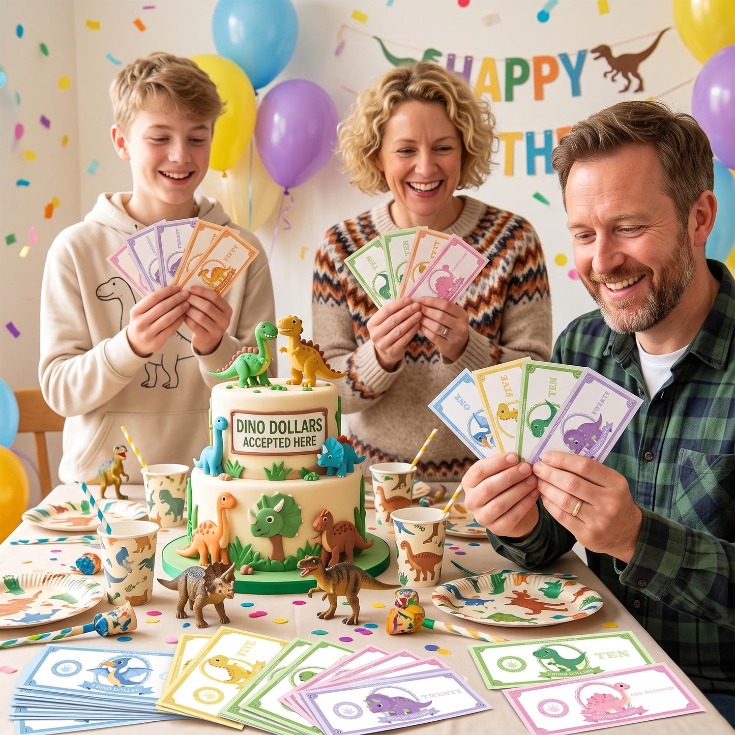 COcnny Dinosaur Play Bucks for Game - 600pcs Dino Paper Money for Party