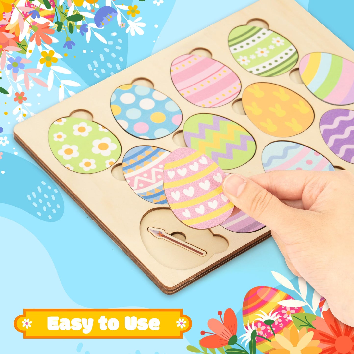 COcnny Easter Story Wooden Puzzle - 12pcs Wood Eggs 2D Jigsaw Puzzle Set, Religious Jesus Story Christian Gift for Sunday School Classroom Game Supplies Home Easter Basket Fillers
