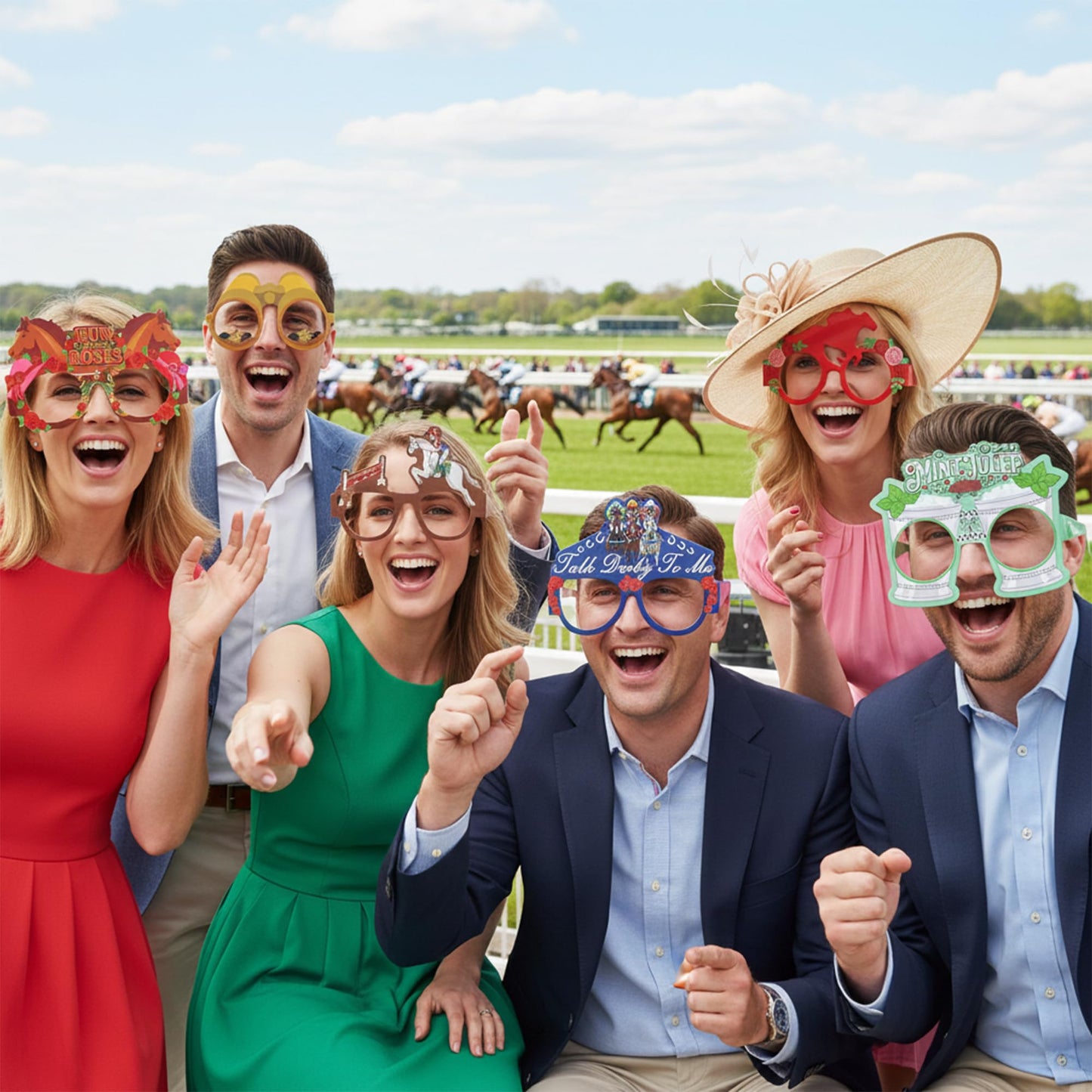 COcnny Derby Day Glasses Decorations - 48pcs Derby Paper Frame Eyeglasses for Horse Racing Competition Party Supplies, Horse Race Sunglasses Photo Props for Birthday Festival Event Celebration Decor