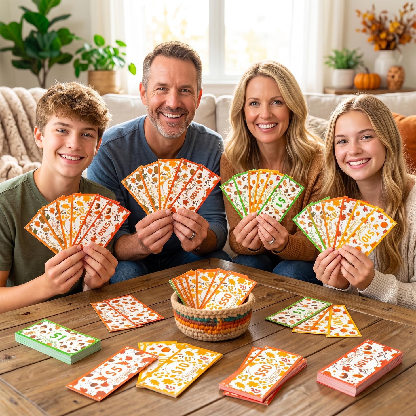 COcnny Fall Play Bucks for Game - 600pcs Maple Leaf Paper Money for Party