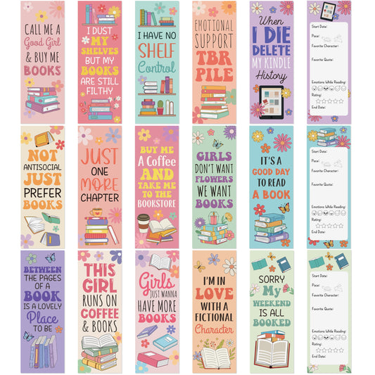 COcnny Book Lover Bookmarks for Women- 150pcs Reading Tracker Log Book Review for Reading Lovers, Timer Bookmark Bulk, Funny Bookish Items Study Records Tracker for Teacher Student Classroom Library