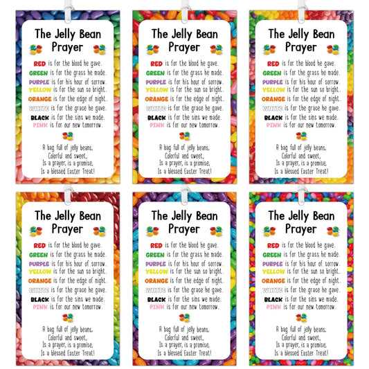 COcnny Easter Christian Prayer Tags - 60pcs Jelly Bean Religious Labels Card Ornaments Present Paper Gift Tags Set Hang Decor, Christ Holiday Party Art Craft Decoration Supplies for Fireplace