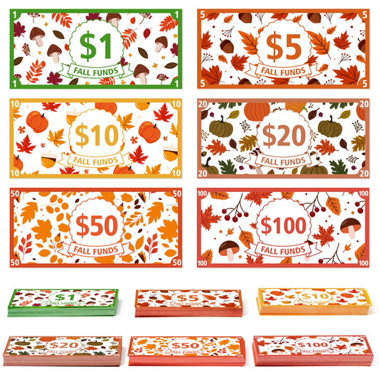 COcnny Fall Play Bucks for Game - 600pcs Maple Leaf Paper Money for Party