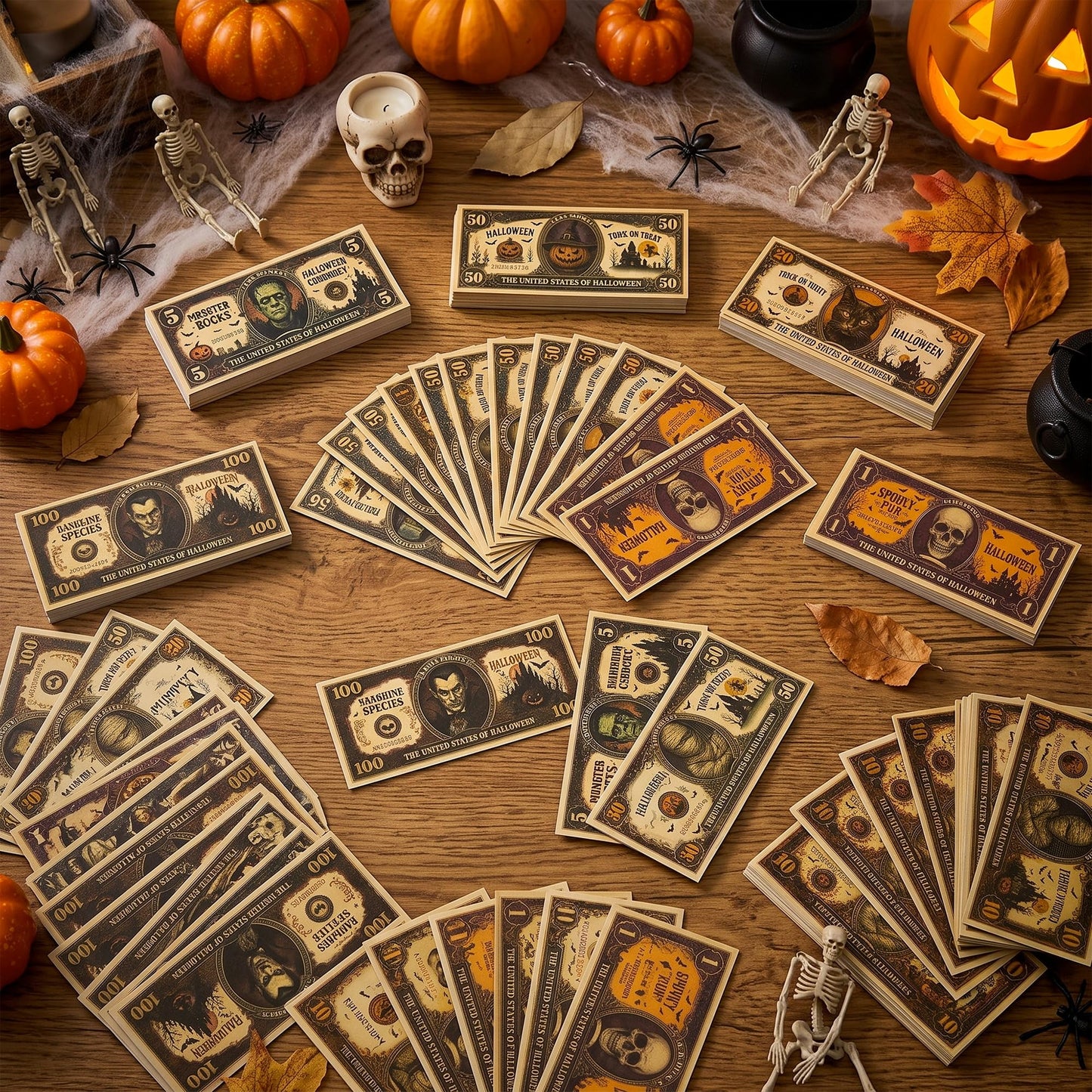 COcnny Halloween Play Bucks for Game - 600pcs Spooky Paper Money for Party